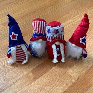 Set of 4 gnomes gnome couples patriotic gnomes 4th of July decor Uncle Sam gnome